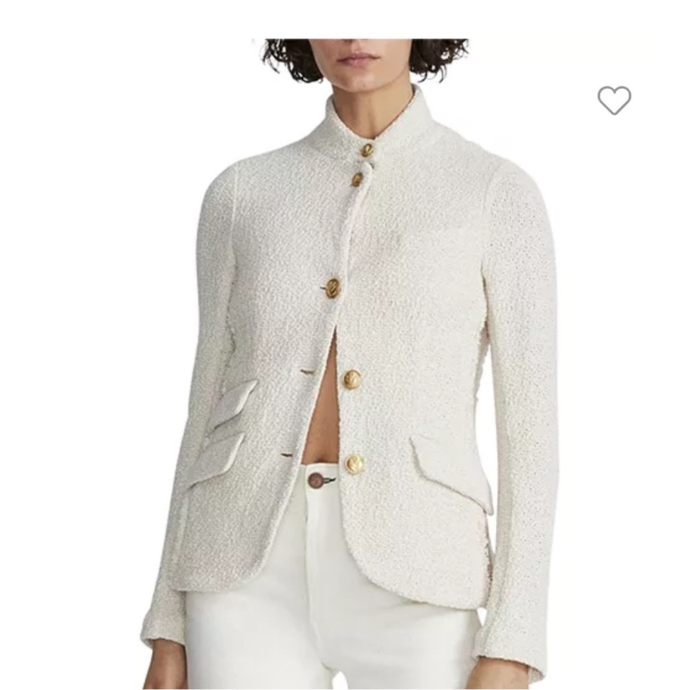 NWT $595 Rag & Bone Ecru Slade Textured Blazer with Gold Buttons - Picture 4 of 11